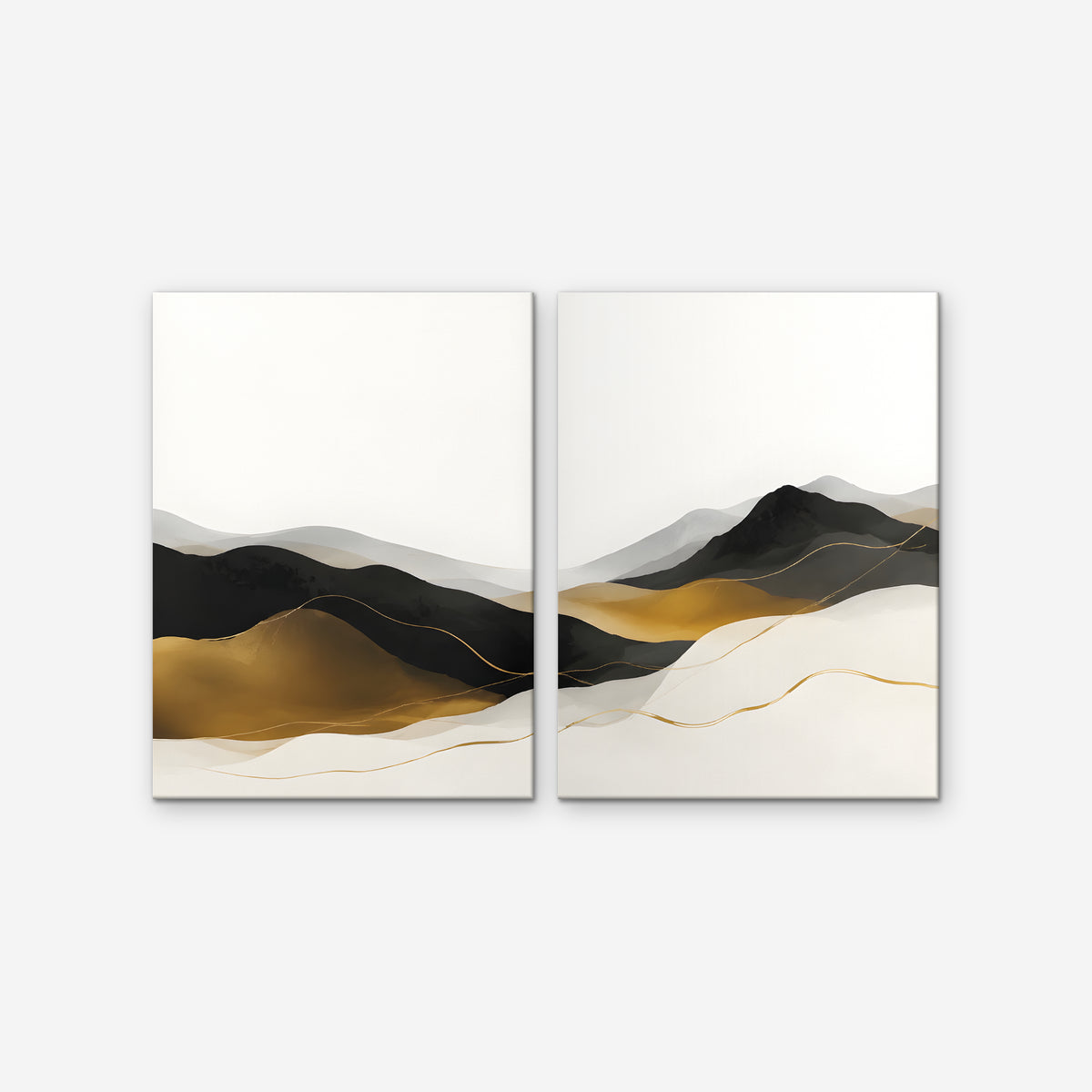 Gold Mountain Mist Canvas Art - Set of 2 – Stretched Canvas Only on white background