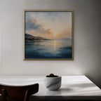 Golden Bay Sunrise Canvas Art - Square – Gold Floating Frame in room setting