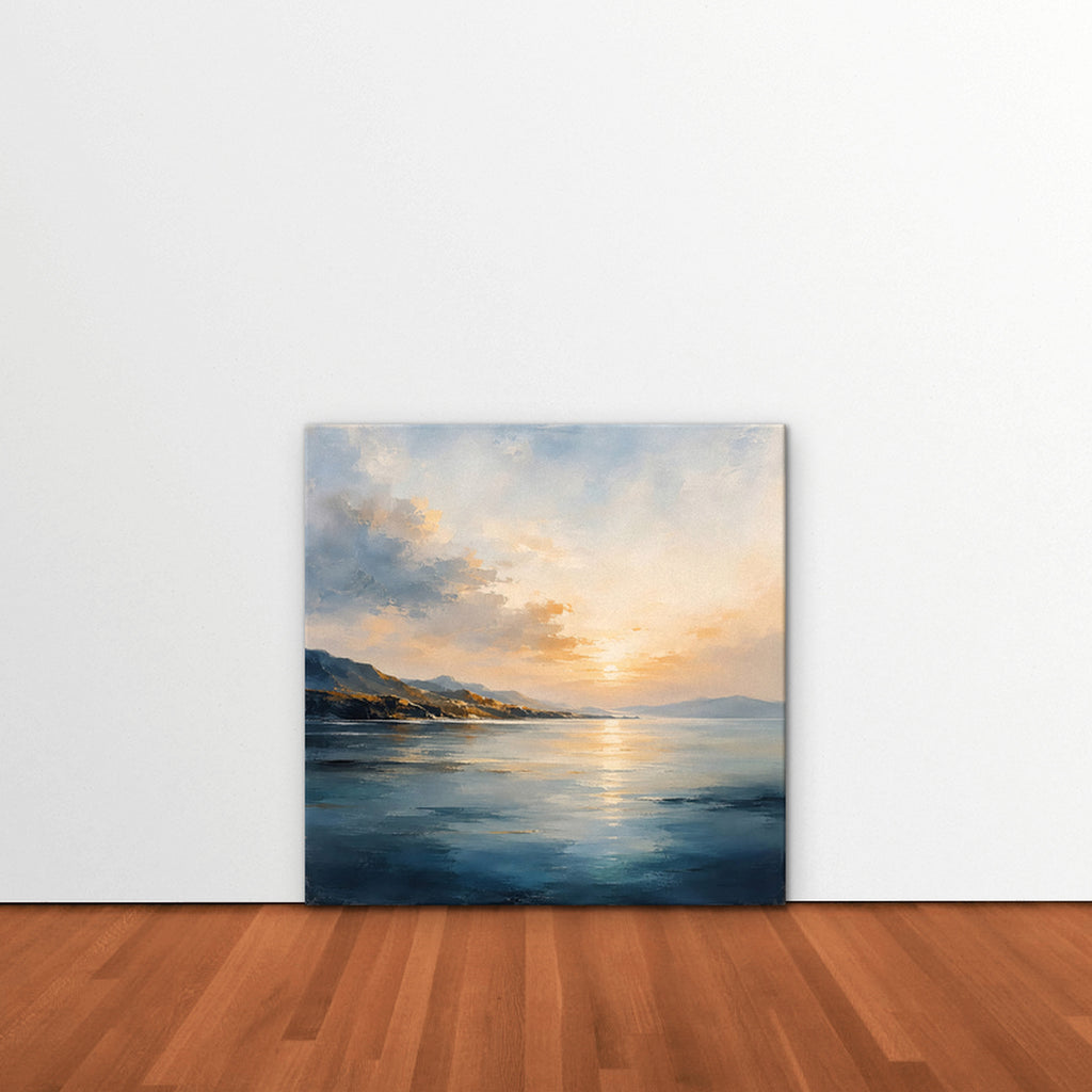 Golden Bay Sunrise Canvas Art - Square – Stretched Canvas Only in room setting