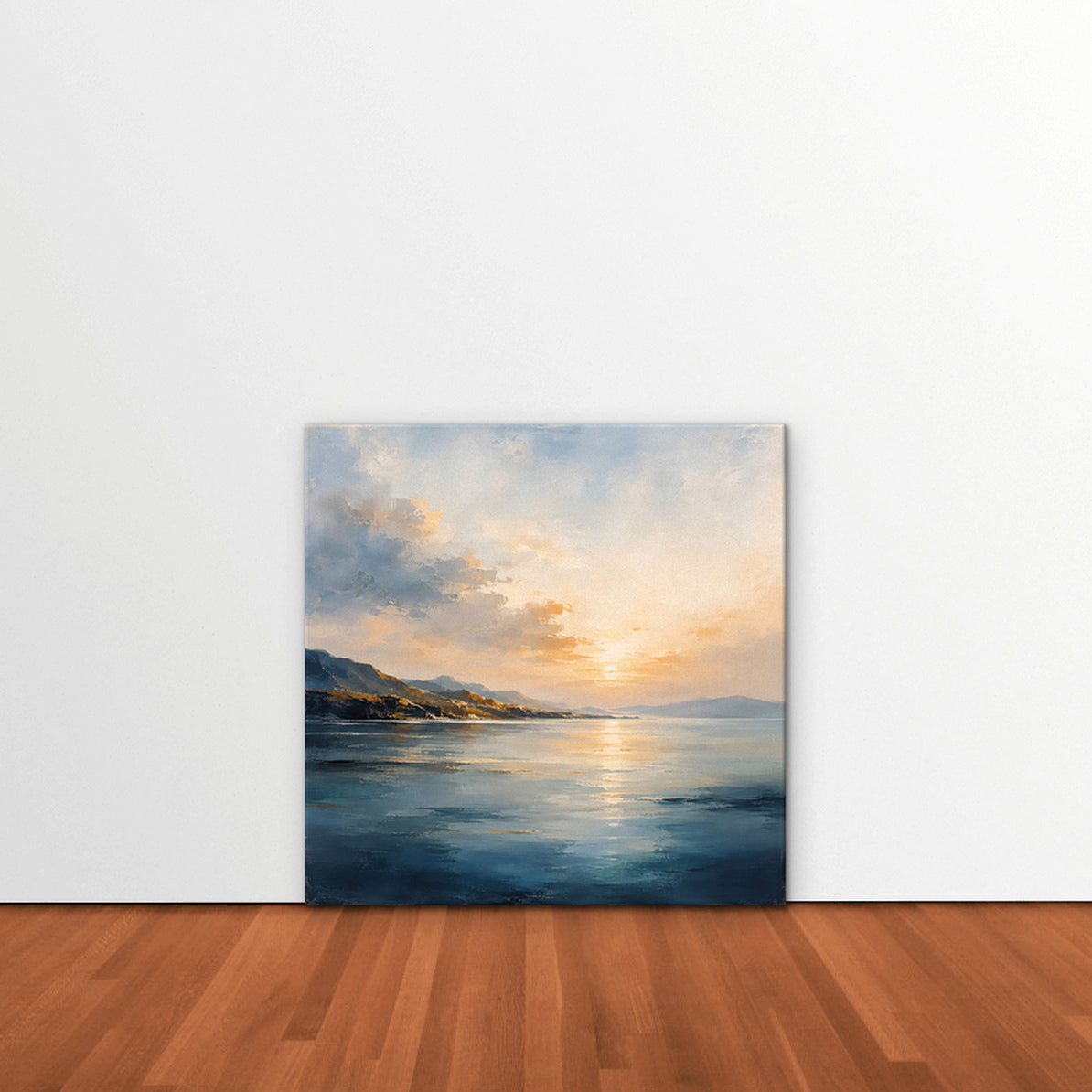 Golden Bay Sunrise Canvas Art - Square – Stretched Canvas Only in room setting