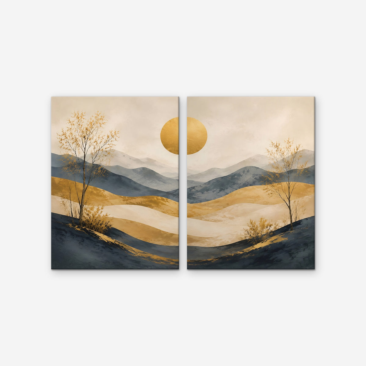 Golden Hills Canvas Art - Set of 2 – Stretched Canvas Only on white background