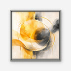 Golden Orbit Canvas Art - Square – Silver Floating Frame on white background