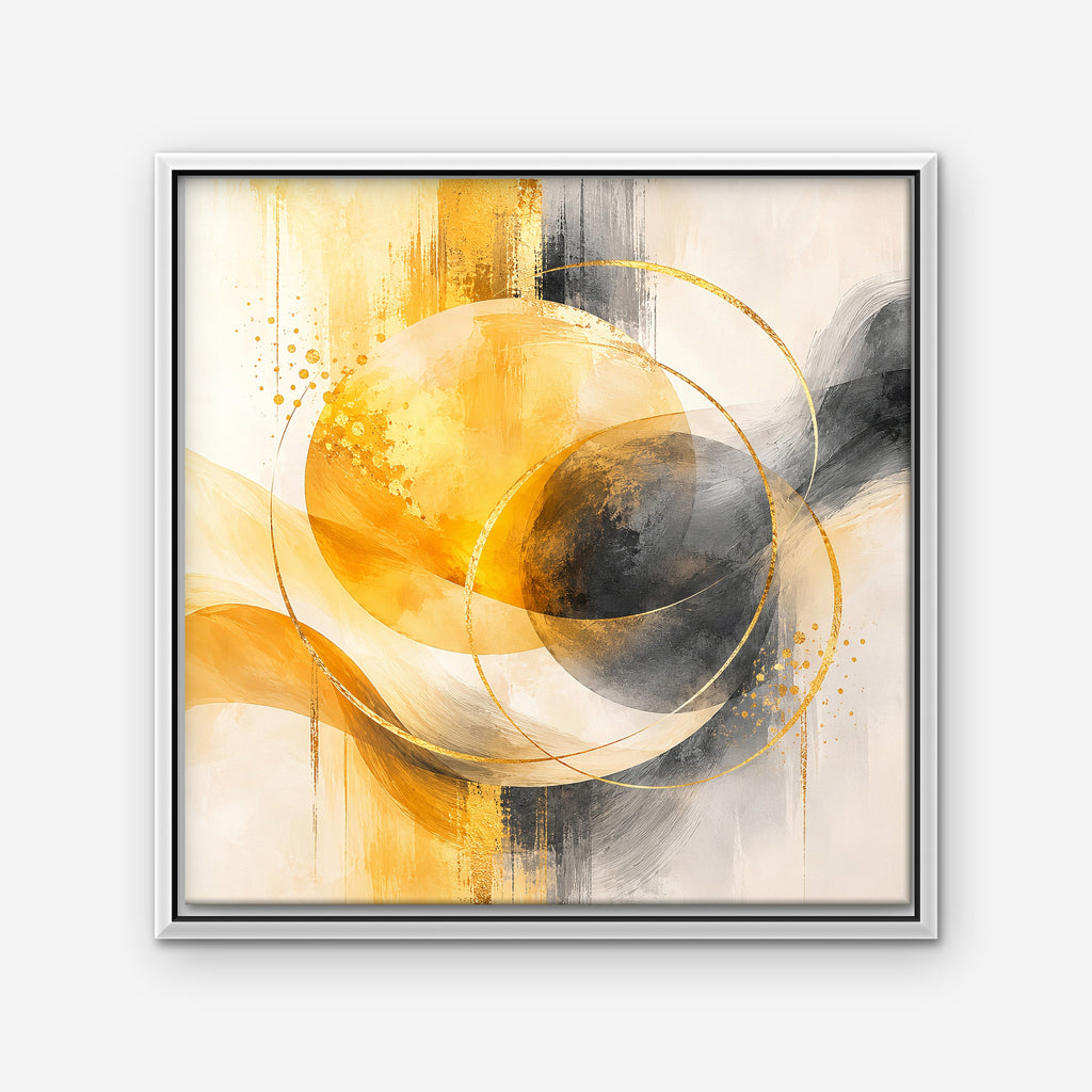 Golden Orbit Canvas Art - Square – White Floating Frame on white background