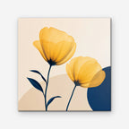 Golden Poppies Canvas Art – square golden poppy floral print as a gallery-wrapped canvas on a white background