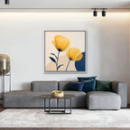 Golden Poppies Canvas Art - Square – White Floating Frame in room setting