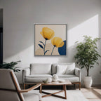 Golden Poppies Canvas Art - Square – White Floating Frame in room setting