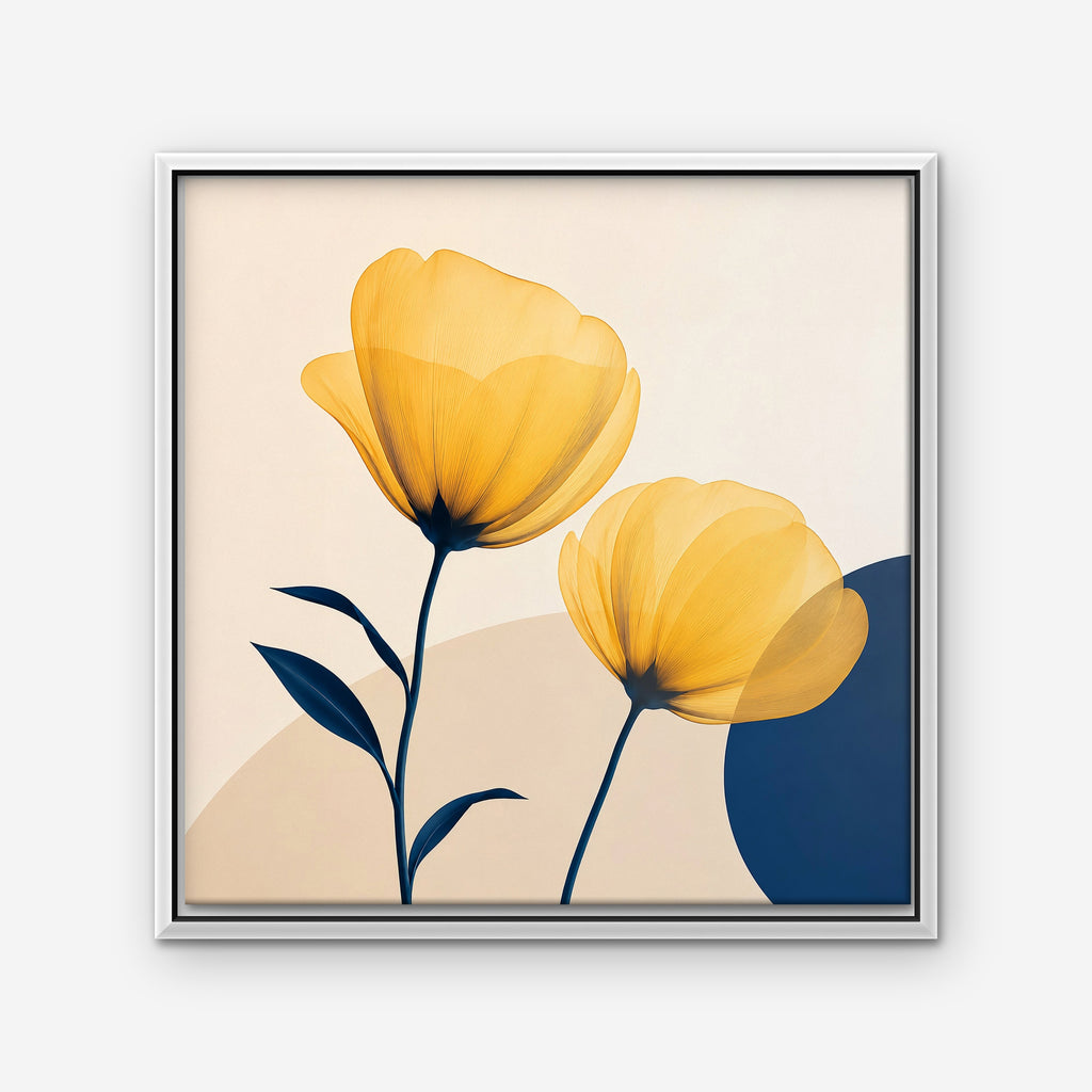 Golden Poppies Canvas Art - Square – White Floating Frame on white background