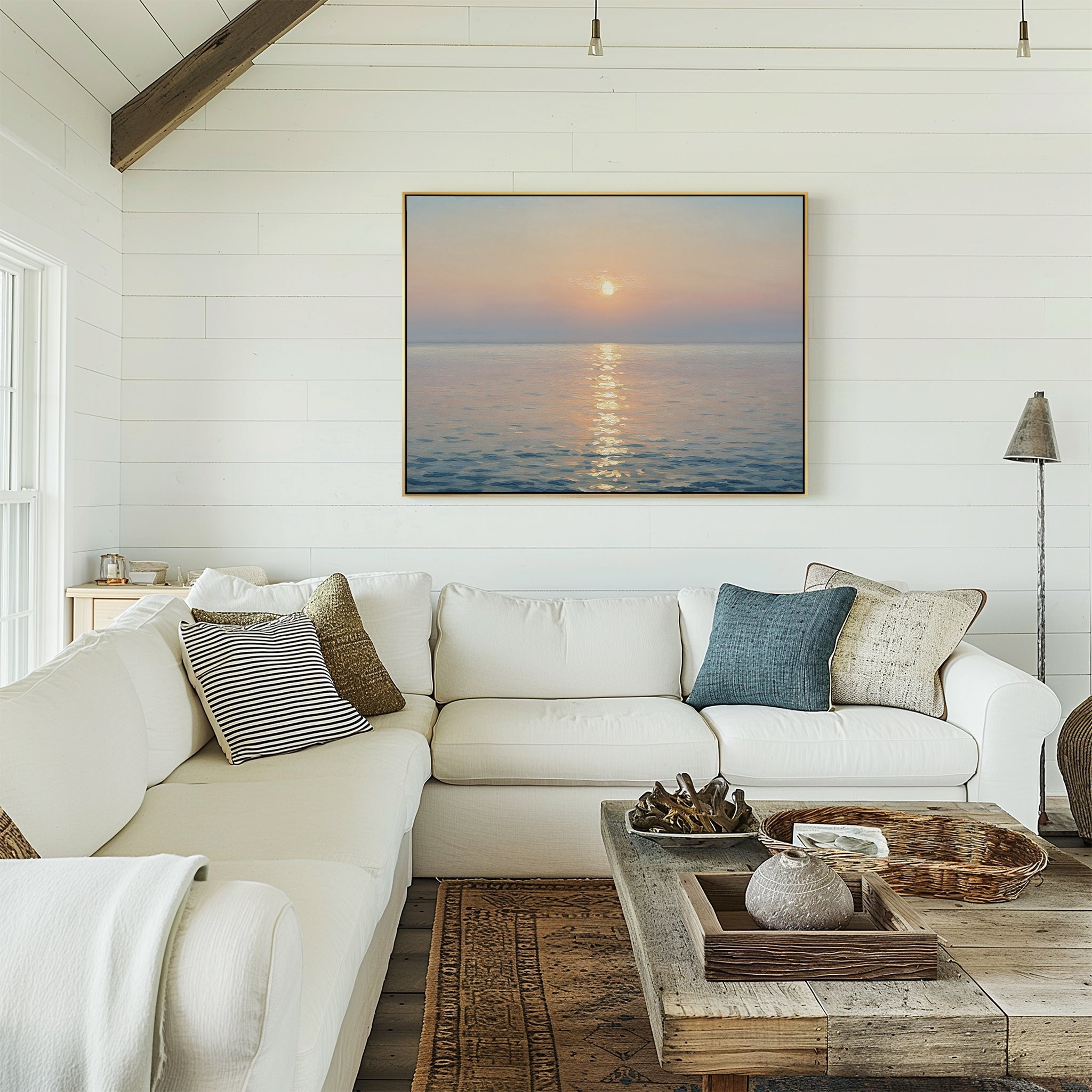 Whispers of a Gilded Tide – blue vintage canvas wall art print by Aspire Prints