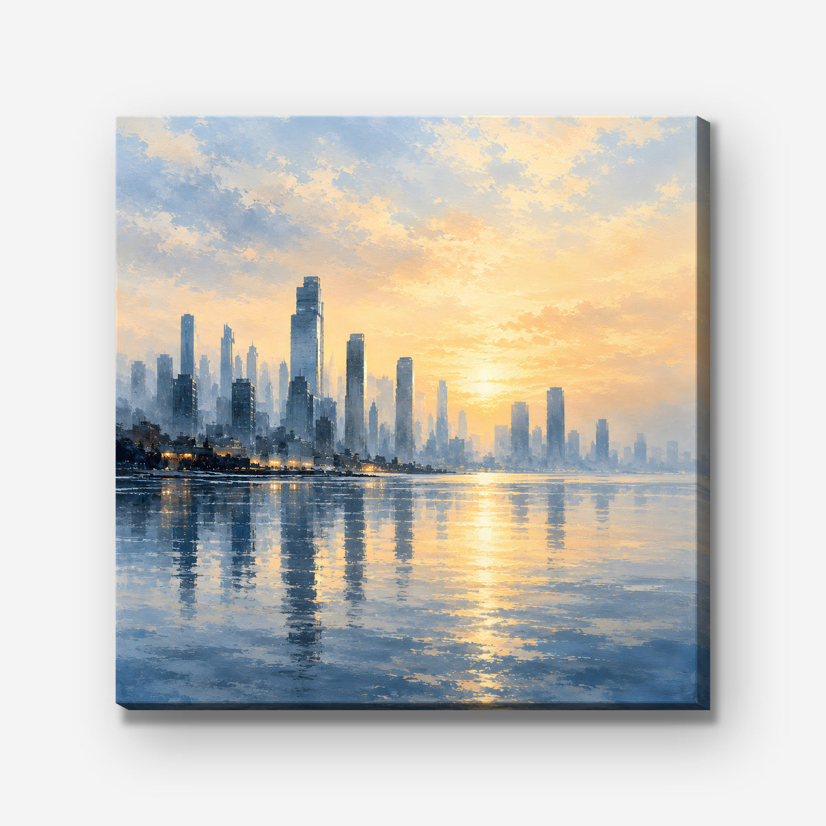 Golden Skyline Sunrise Canvas Art - Square – Stretched Canvas Only on white background