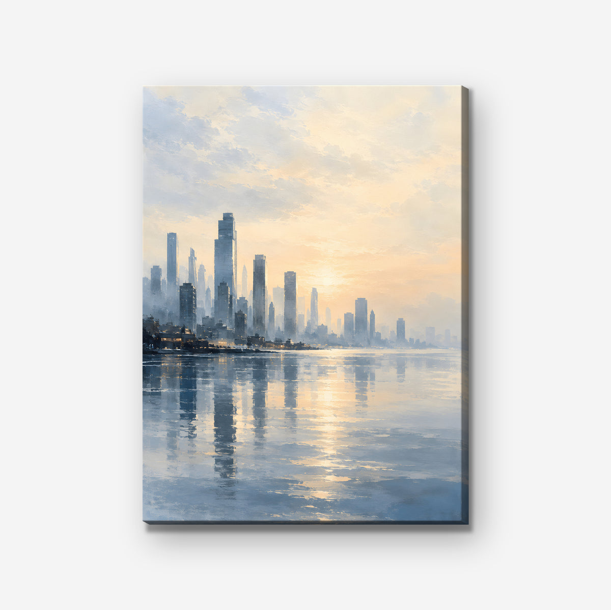 Golden Skyline Sunrise Canvas Art - Vertical – Stretched Canvas Only on white background