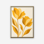 Golden Tulips Canvas Art - Vertical – Gold Floating Frame on white background