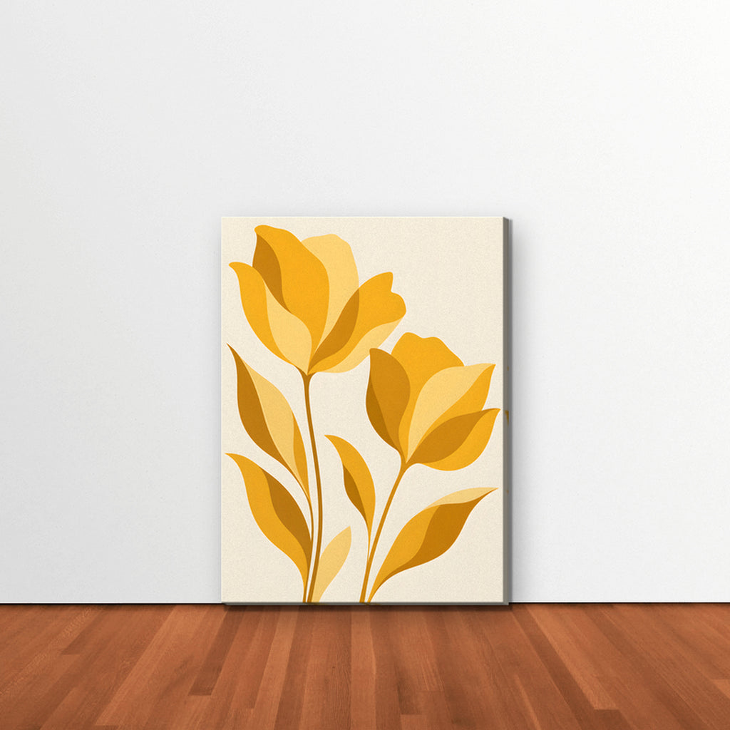 Golden Tulips Canvas Art - Vertical – Stretched Canvas Only in room setting