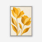 Golden Tulips Canvas Art - Vertical – White Floating Frame on white background