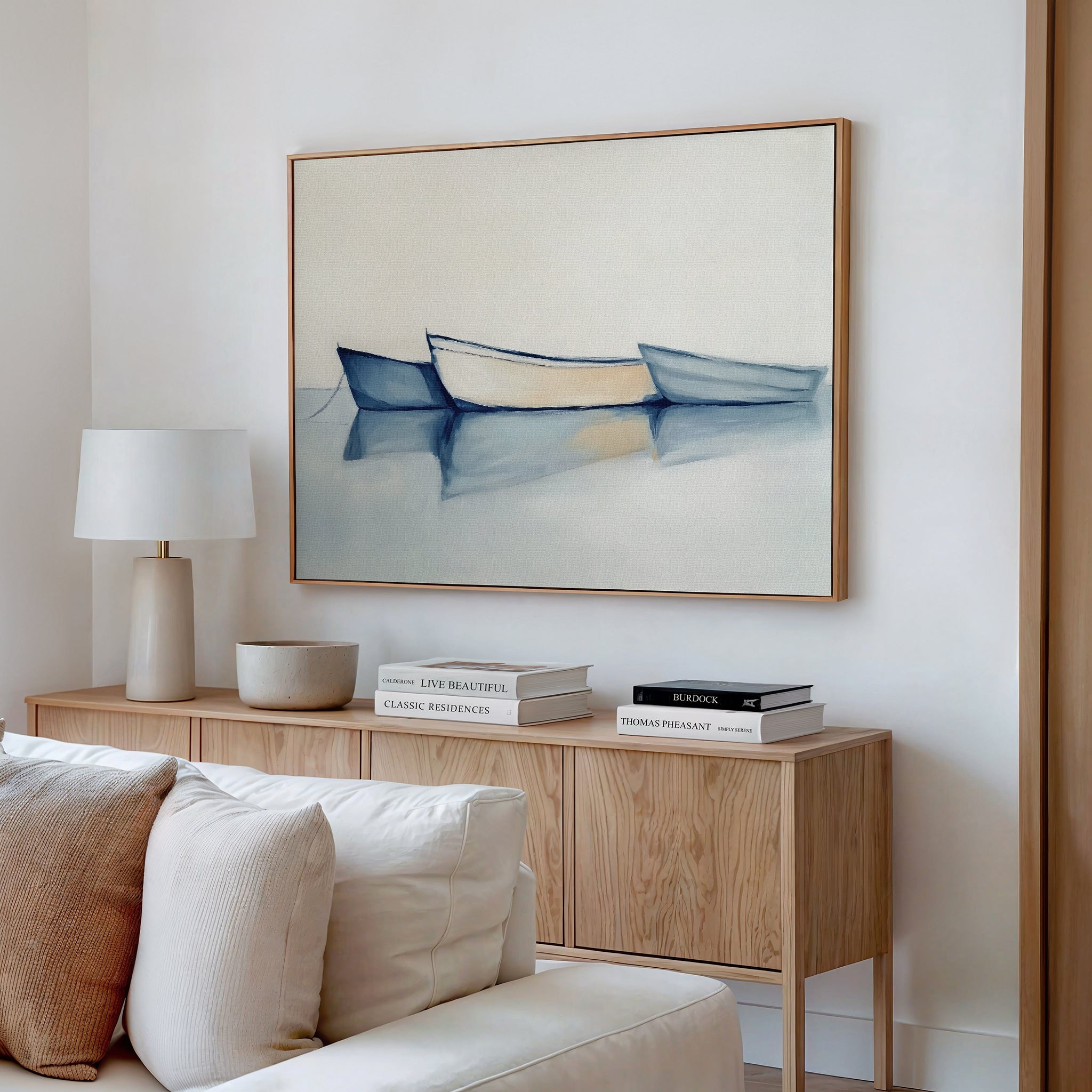 Where the Tide Sleeps – blue vintage canvas wall art print by Aspire Prints