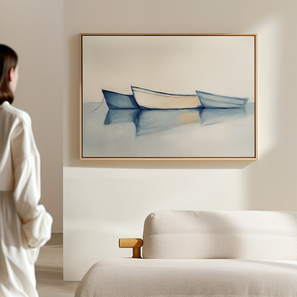 Where the Tide Sleeps – blue vintage canvas wall art print by Aspire Prints