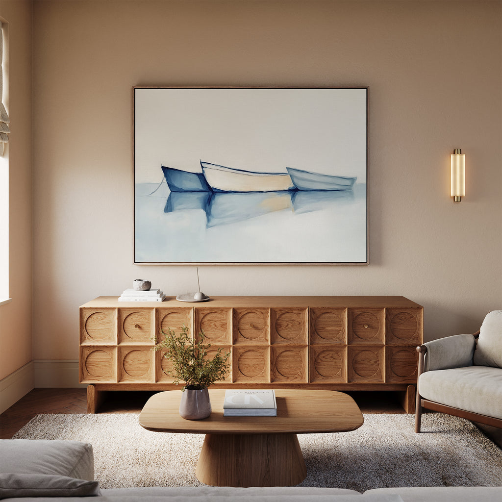 Where the Tide Sleeps – blue vintage canvas wall art print by Aspire Prints