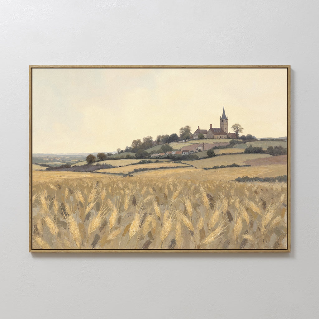 Wheatlight Sanctuary – golden yellow vintage canvas wall art print by Aspire Prints