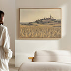 Wheatlight Sanctuary – golden yellow vintage canvas wall art print by Aspire Prints