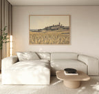 Wheatlight Sanctuary – golden yellow vintage canvas wall art print by Aspire Prints