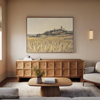 Wheatlight Sanctuary – golden yellow vintage canvas wall art print by Aspire Prints