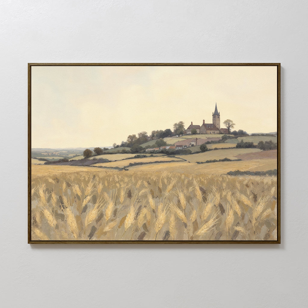 Wheatlight Sanctuary – golden yellow vintage canvas wall art print by Aspire Prints