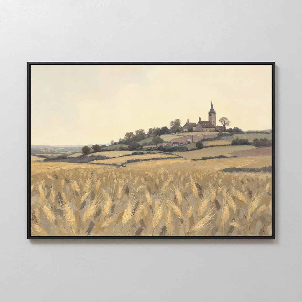 Wheatlight Sanctuary – golden yellow vintage canvas wall art print by Aspire Prints