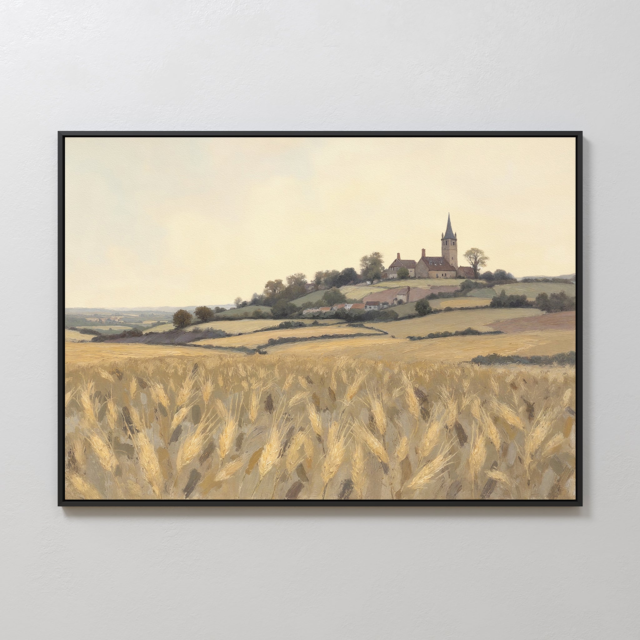 Wheatlight Sanctuary – golden yellow vintage canvas wall art print by Aspire Prints