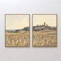 Wheatlight Sanctuary – Set of 2 Canvas Prints set of 2 – golden yellow vintage canvas wall art by Aspire Prints