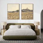 Wheatlight Sanctuary – Set of 2 Canvas Prints set of 2 – golden yellow vintage canvas wall art by Aspire Prints