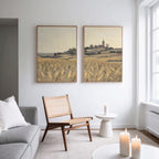 Wheatlight Sanctuary – Set of 2 Canvas Prints set of 2 – golden yellow vintage canvas wall art by Aspire Prints