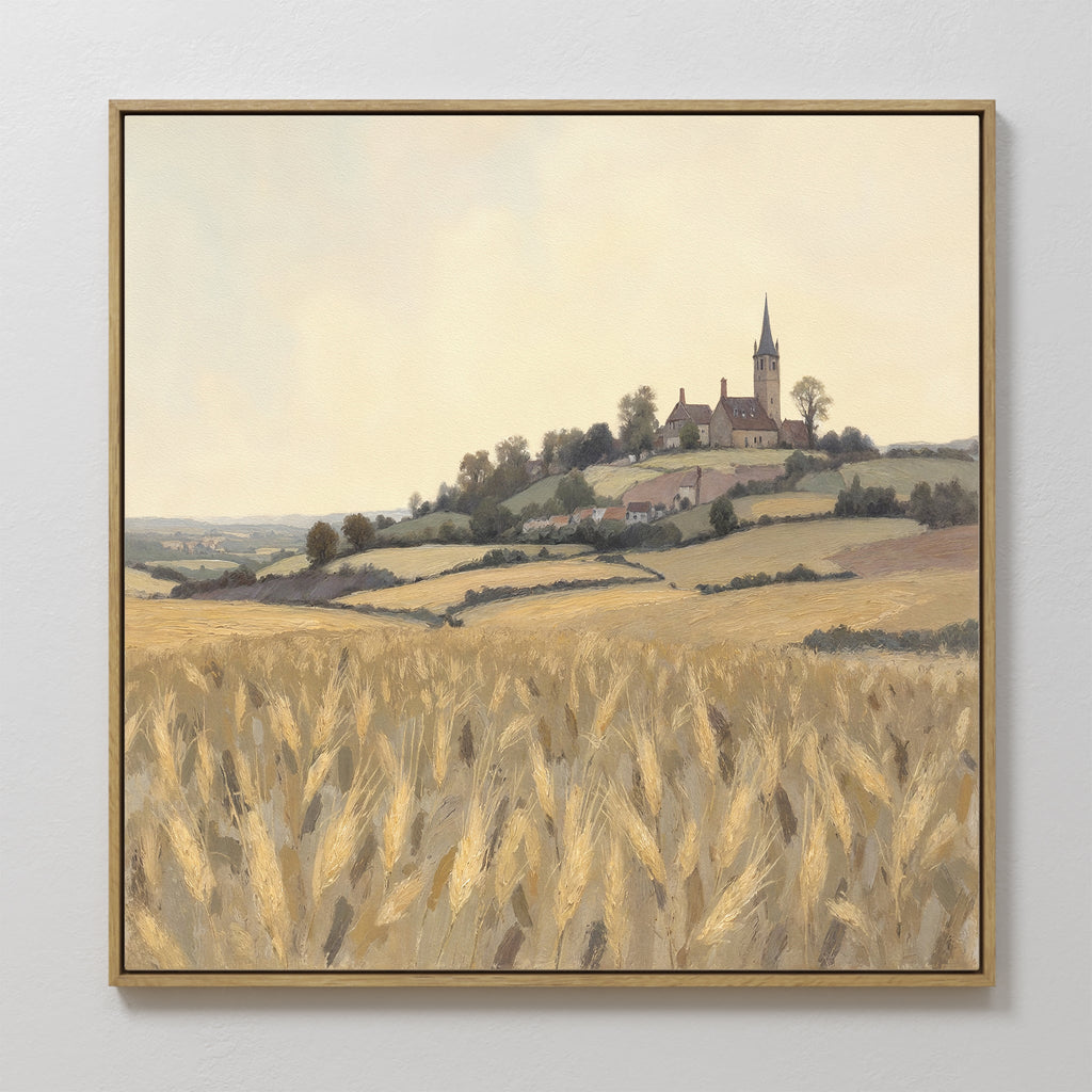 Wheatlight Sanctuary – golden yellow vintage canvas wall art print by Aspire Prints