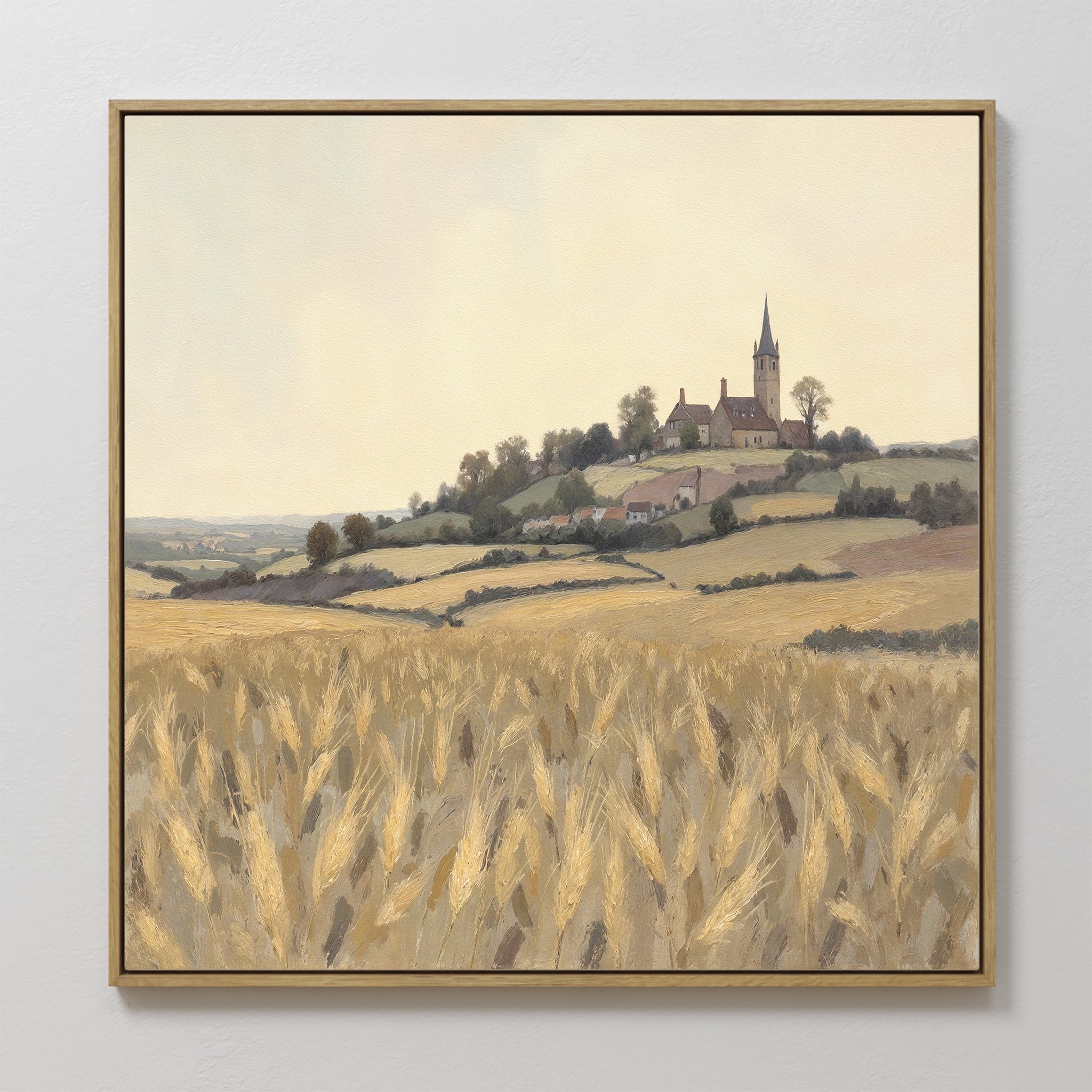 Wheatlight Sanctuary – golden yellow vintage canvas wall art print by Aspire Prints