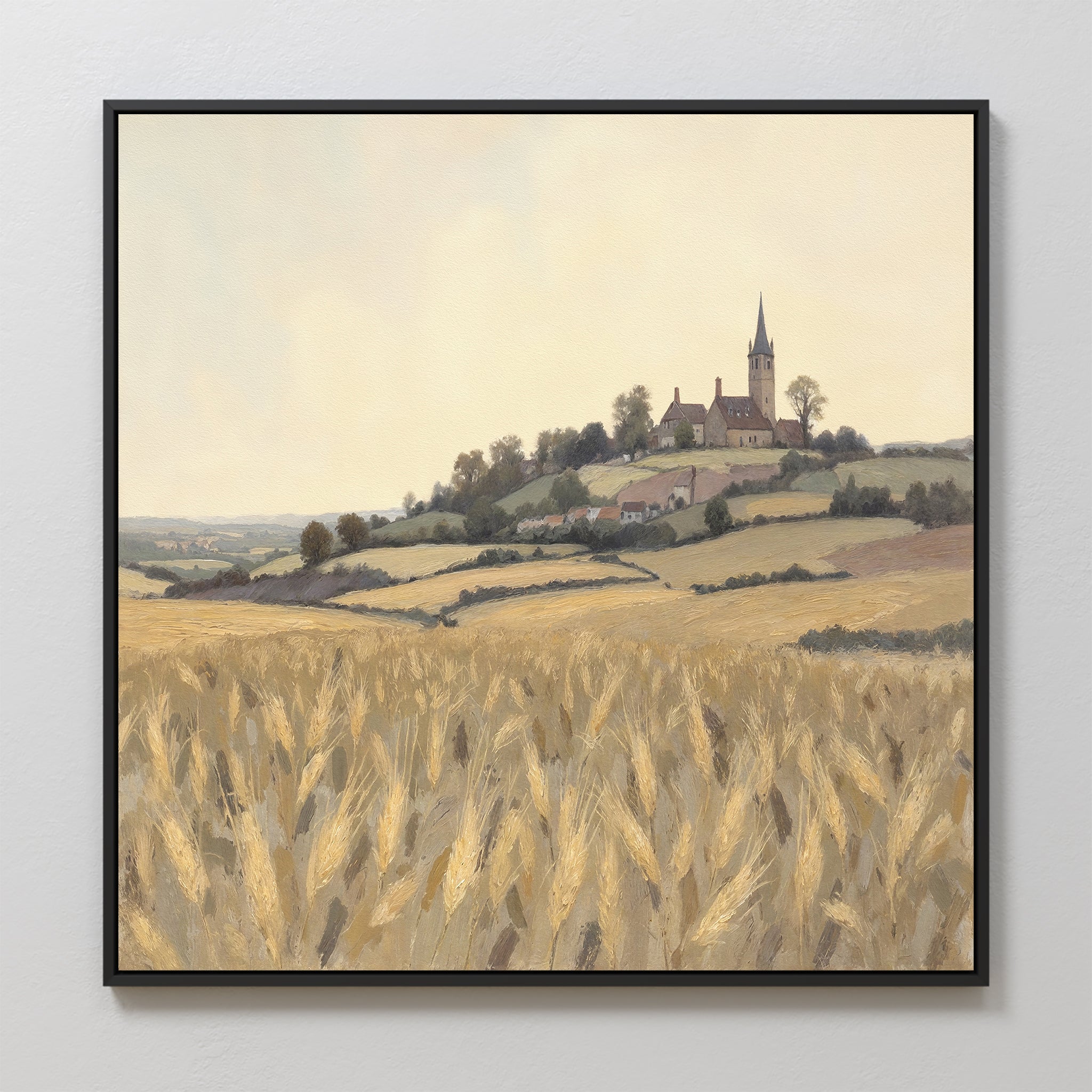 Wheatlight Sanctuary – golden yellow vintage canvas wall art print by Aspire Prints