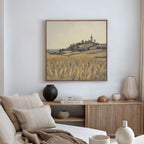 Wheatlight Sanctuary – golden yellow vintage canvas wall art print by Aspire Prints