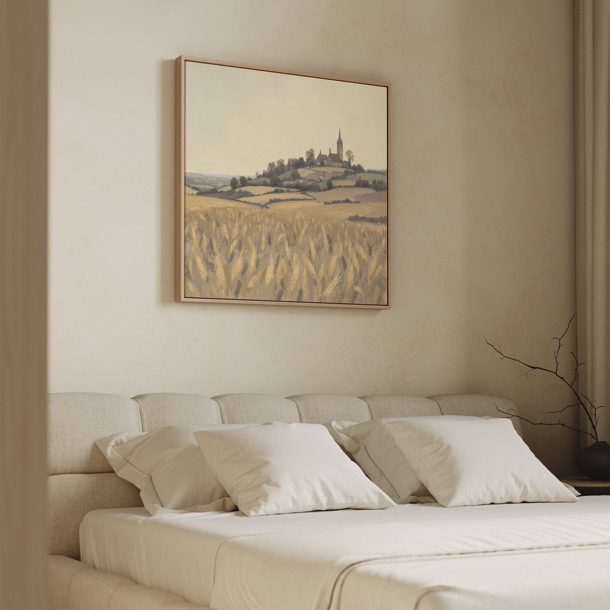 Wheatlight Sanctuary – golden yellow vintage canvas wall art print by Aspire Prints