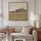 Wheatlight Sanctuary – golden yellow vintage canvas wall art print by Aspire Prints