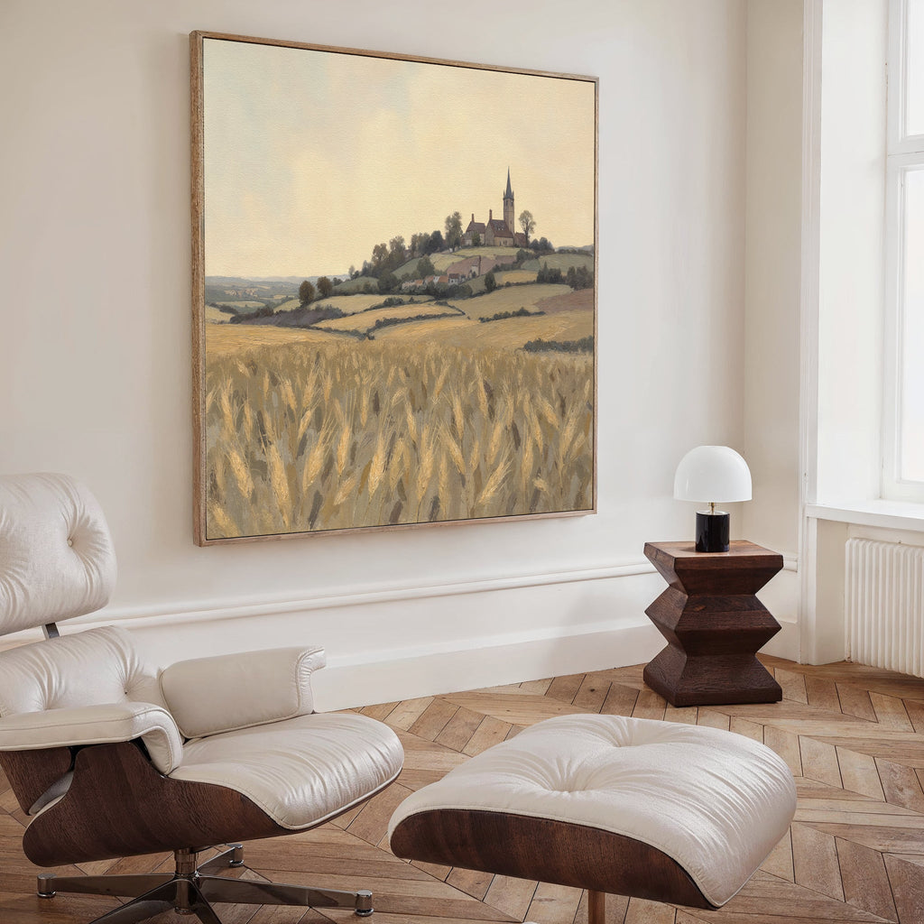Wheatlight Sanctuary – golden yellow vintage canvas wall art print by Aspire Prints