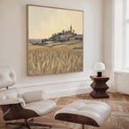 Wheatlight Sanctuary – golden yellow vintage canvas wall art print by Aspire Prints