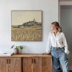 Wheatlight Sanctuary – golden yellow vintage canvas wall art print by Aspire Prints