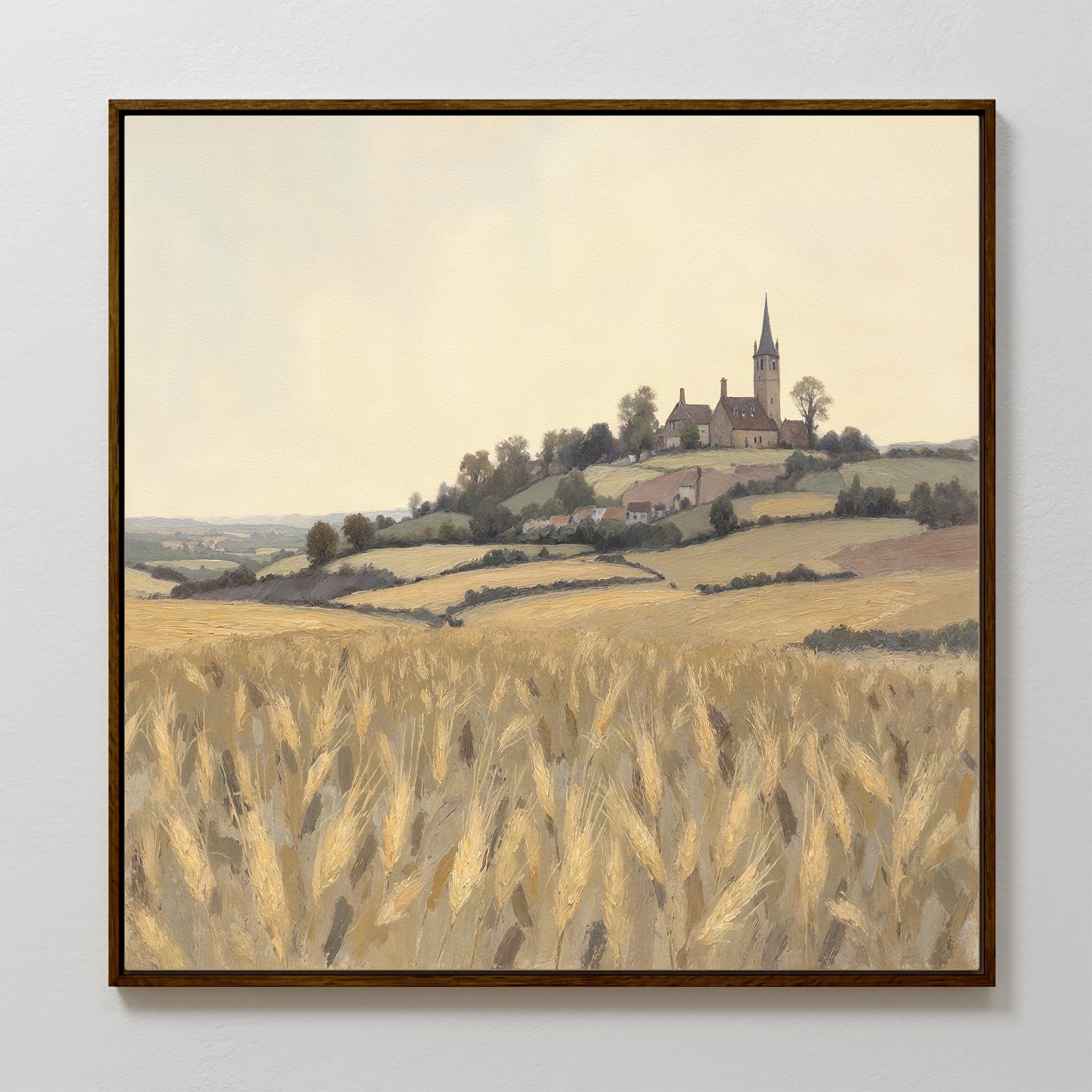 Wheatlight Sanctuary – golden yellow vintage canvas wall art print by Aspire Prints