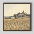 Wheatlight Sanctuary – golden yellow vintage canvas wall art print by Aspire Prints