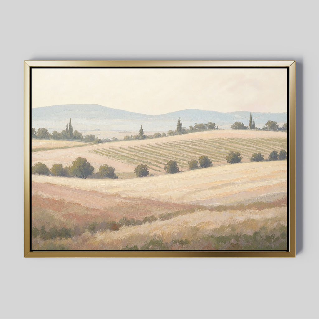 Whispering Harvest, Golden Plains – green vintage canvas wall art print by Aspire Prints