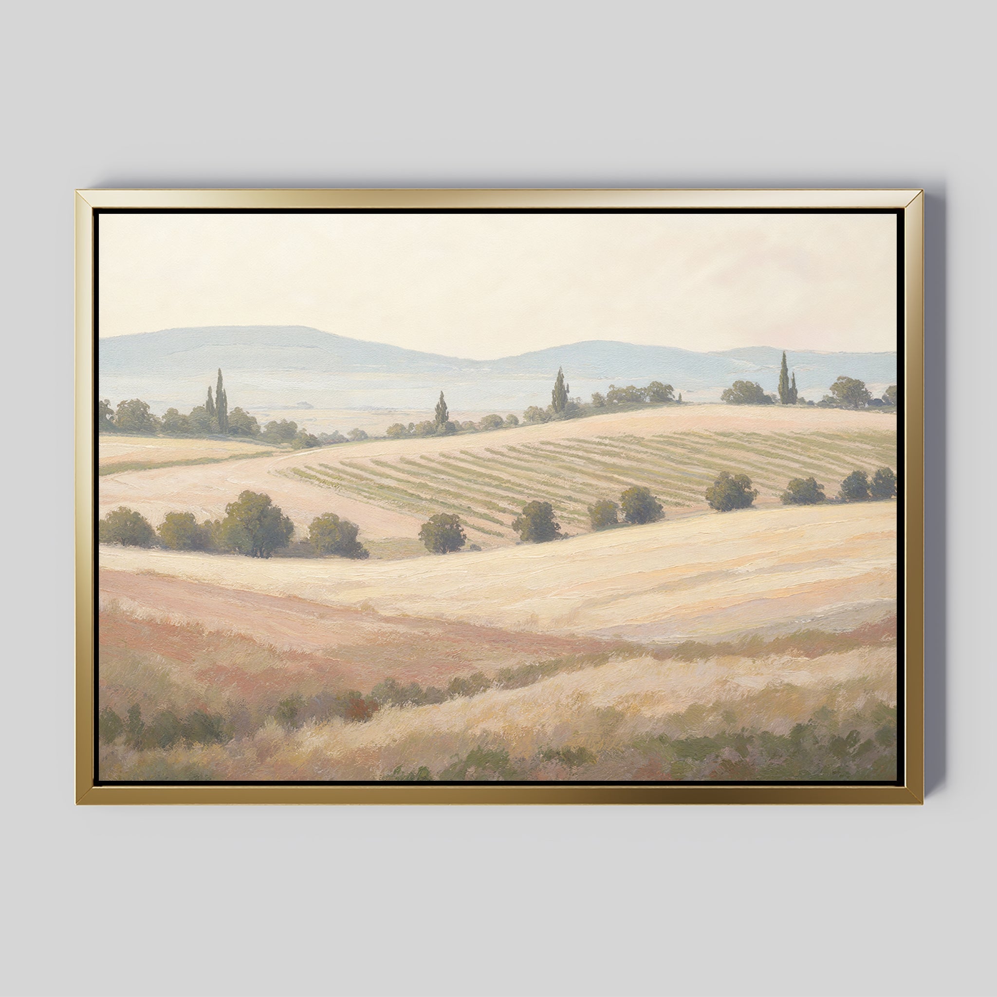 Whispering Harvest, Golden Plains – green vintage canvas wall art print by Aspire Prints