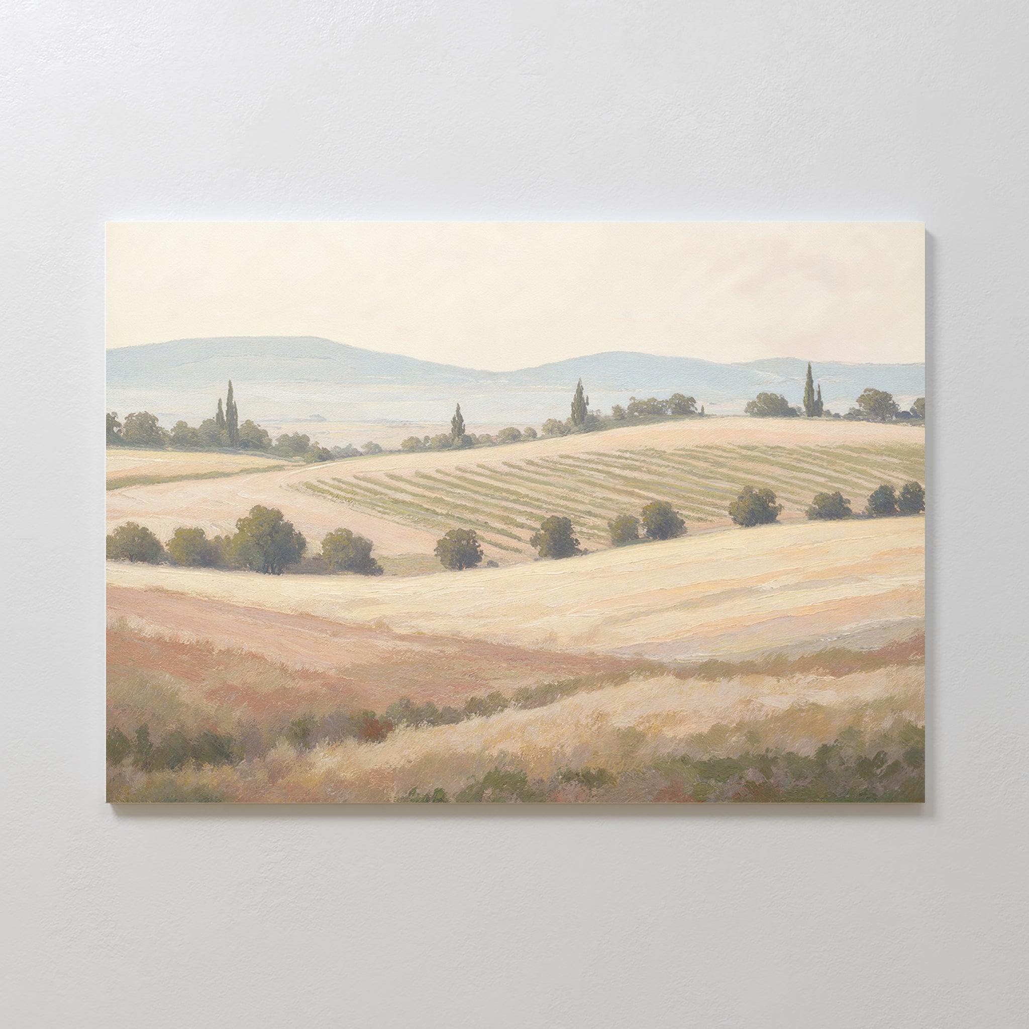 Whispering Harvest, Golden Plains – green vintage canvas wall art print by Aspire Prints