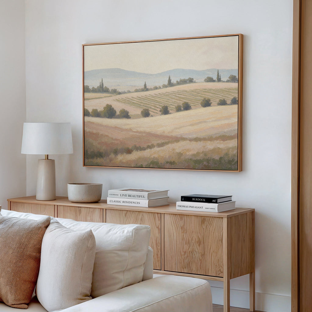 Whispering Harvest, Golden Plains – green vintage canvas wall art print by Aspire Prints