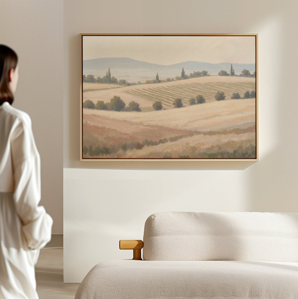 Whispering Harvest, Golden Plains – green vintage canvas wall art print by Aspire Prints