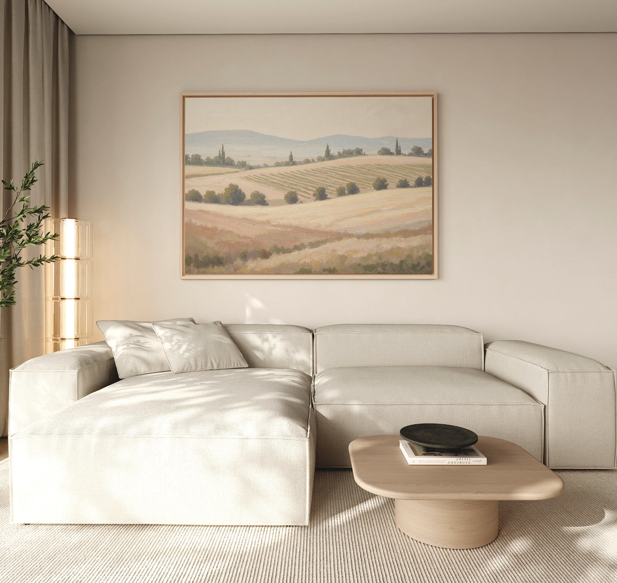 Whispering Harvest, Golden Plains – green vintage canvas wall art print by Aspire Prints