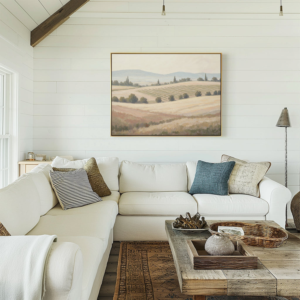 Whispering Harvest, Golden Plains – green vintage canvas wall art print by Aspire Prints
