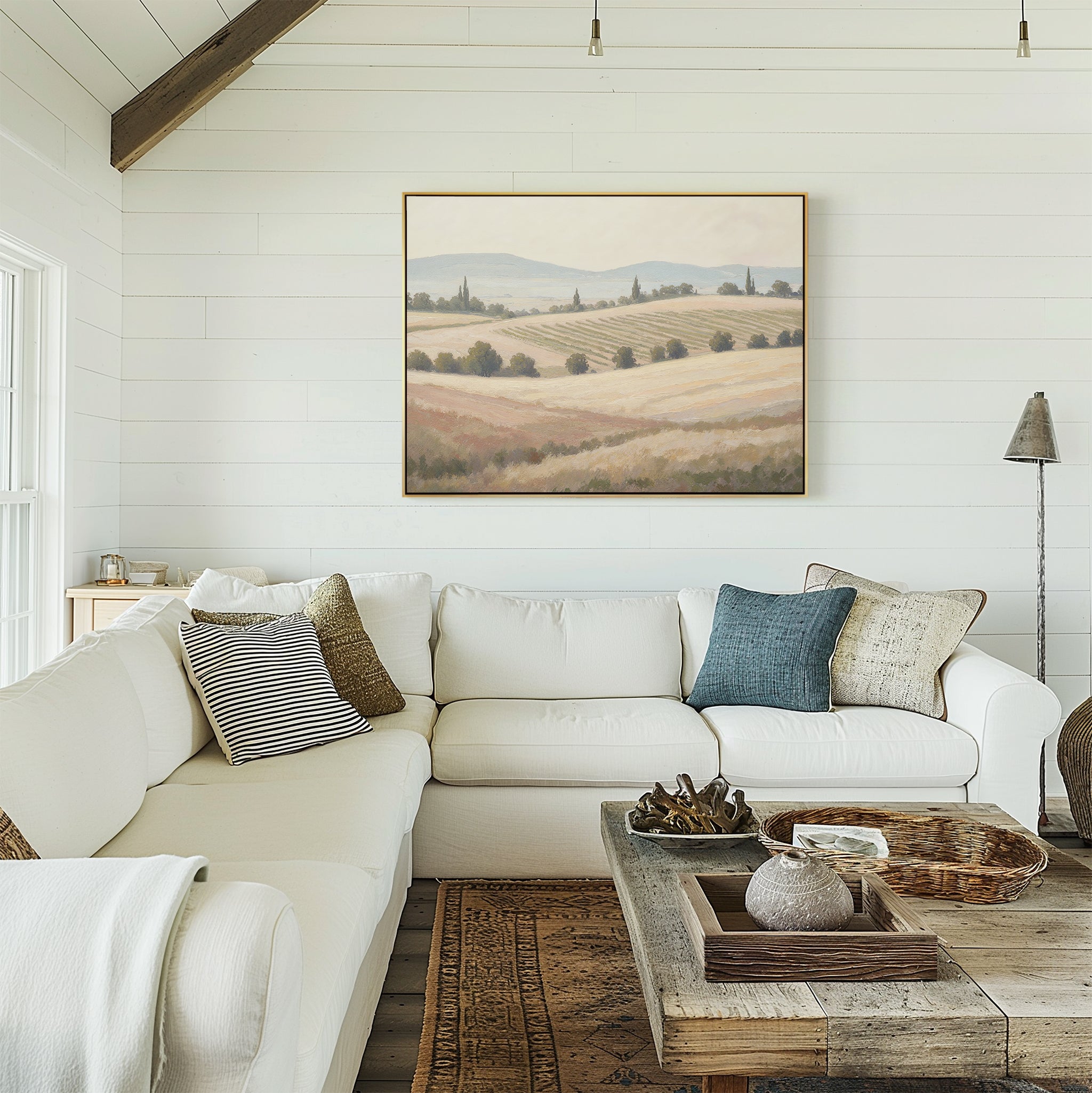 Whispering Harvest, Golden Plains – green vintage canvas wall art print by Aspire Prints