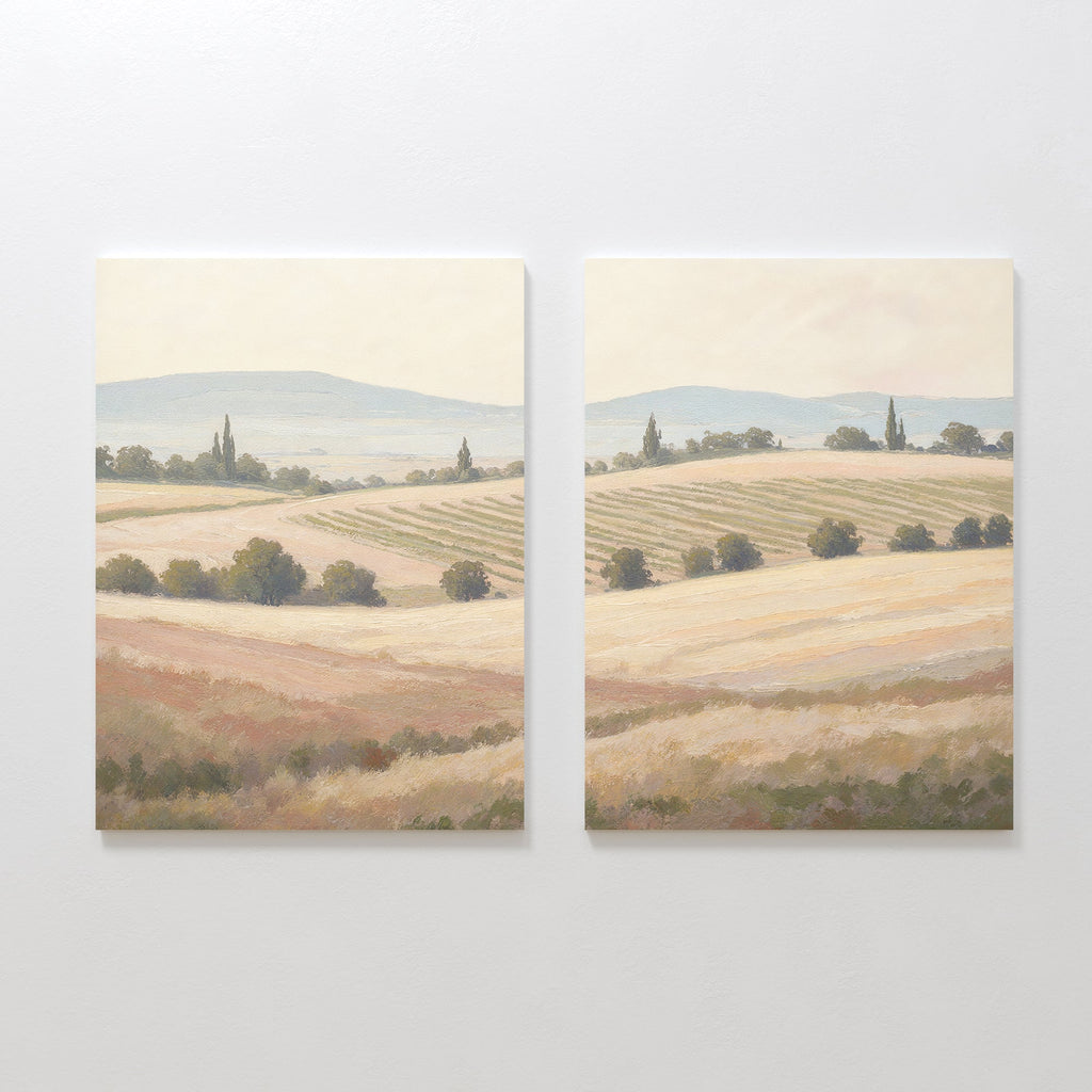 Whispers of the Harvest – Set of 2 Canvas Prints set of 2 – green vintage canvas wall art by Aspire Prints